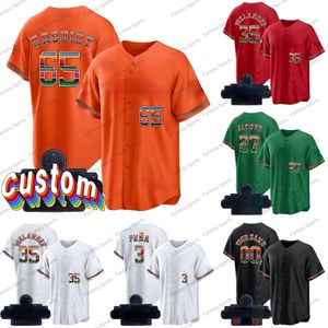 MEXIQUE 2 Alex Bregman Baseball Jersey HISPANIQUE Jeremy Pena Yordan Alvarez Jose Altuve Yuli Gurriel Justin Verlander Rouge Orange Vert Maillots Hommes Personnalisés