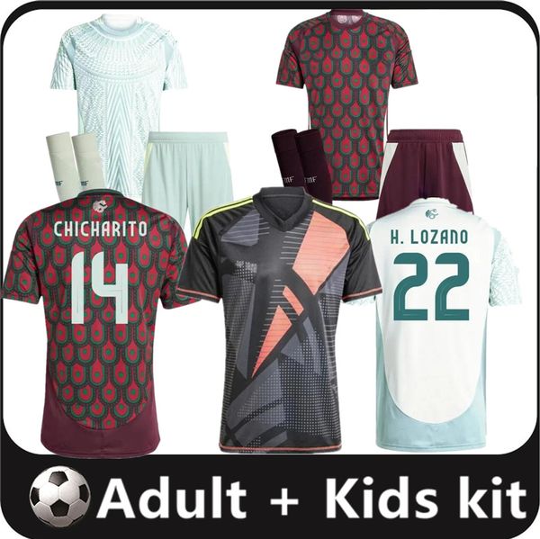 México 2024 2025 Copa América RAUL CHICHARITO Camisetas de fútbol 2023 LOZANO DOS SANTOS 24 25 H.LOZANO Hombres Niños Camisetas de fútbol Uniformes Fans Versión 16-4XL