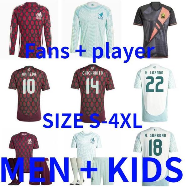 Mexique 2024 2025 Copa America Raul Chicharito Soccer Jerseys Lozano Dos Santos 24 25 H.Lozan0 Alvarez Men Kids Football Shirts Uniforms Long Manched Player Version