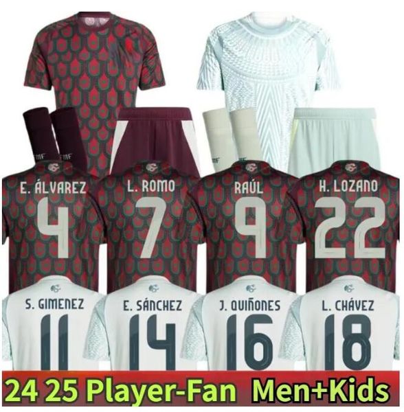 Mexique 2024 Copa America 2026 Qualifiants Raul Chicharito Soccer Jerseys Lozano Dos Santos 24 25 H.Lozano Men Kids Football Shirts Uniforms Fans Version