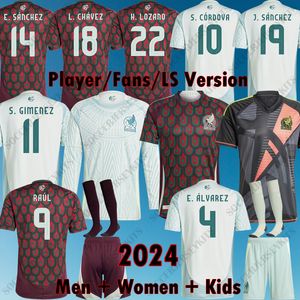Mexique 2024 Copa Soccer Jerseys Chicharito Raul Lozano 24 25 Fans Player Version 1985 Rétro Kits Kids Kids Women Mexique Football Shirt Design Uniforms