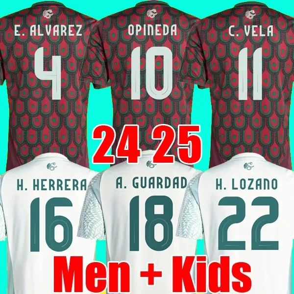 México 2024 Jersey de fútbol Hirving Lozano Alexis Vega Uriel Antuna Raul Jiménez Edson Aarez Jorge Sánchez Equipo Nacional Home Kid Kit