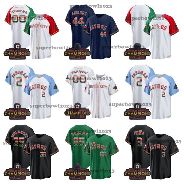 Astros de México 27 Altuve Baseball Jersey 44 Álvarez 3 Jeremy Pena Houstons Justin Verlander 2 Alex Bregmanframber Valdez 71 Josh Hader Jeff Bagwell Bryan Jose Abreu