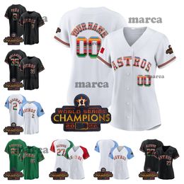 Mexique Astros 3 Jersey de baseball personnalisé de Pena 27 Altuve 44 Alvarez 2 Bregman Houstons Justin Verlanderframber Valdez 71 Josh Hader Jeff Bagwell Bryan Jose Abreu