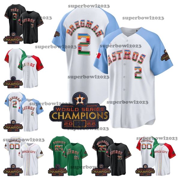 Mexique Astros World Series 27 Altuve Baseball Jersey 44 Alvarez 3 Pena Houstons Justin Verlander 2 Bregman Framber Valdez 71 Josh Hader Jeff Bagwell Bryan Jose Abreu