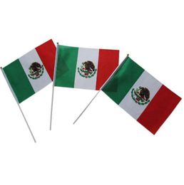 Bandera de mano de México para el uso de telas de poliéster 100d de uso al aire libre Haga sus propias banderas 7491794