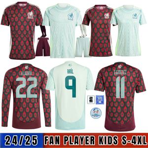 Maillot Mexique 2024 Copa America RAUL CHICHARITO Maillots de football 2024 LOZANO DOS SANTOS 24 25 H.LOZANO Hommes Enfants Chemises de Football Uniformes Fans Version Joueur