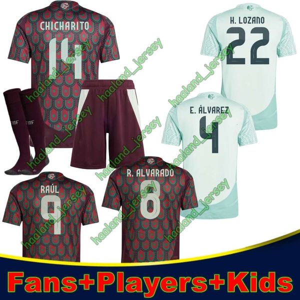 Jersey de México 2024 Copa América Raúl Chicharito Jerseys de fútbol Lozano dos Santos 24 25 H.Lezano Men Kids Football Shirts Uniforms Player Versión S-4XL