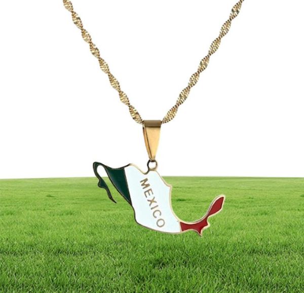 Collier de pendentif drapeau de la carte du Mexique pour les femmes filles mexican cartes chaîne bijoux281p4707063