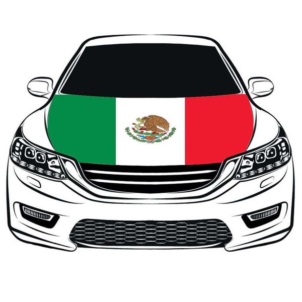 Cubierta del capó del coche de la bandera nacional de México 3 3x5 pies 100% telas elásticas del motor de poliéster se pueden lavar el capó del coche banner249P