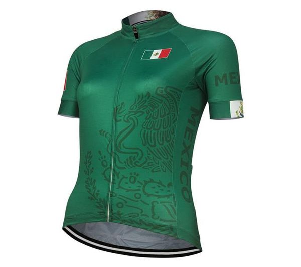 Camiseta de ciclismo verde de México para mujer, camisetas cortas personalizadas para bicicleta de carretera y montaña, ropa de ciclismo transpirable 1632753
