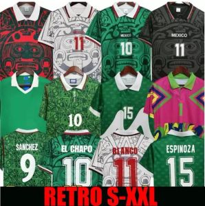 México Retro Soccer Jerseys 1986 1995 1998 2006 2010 Vintage Top Tailand Jersey Guero Uniforme BLANCO Camisa de fútbol Logotipo de bordado Camiseta Futbol