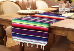 Mexico Style Tablecloth Oblong Shape Tables Banner Cotton Stripe Table Runner Fiesta Themed Party Decoration 9sz C4812786