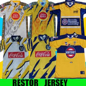 MEXICO TIGRES Maillots de football rétro 1996 1997 1998 1999 2000 2001 2002 domicile jaune Maillots de football vintage 97 98 99 00 01 02 jersey chemise de tigre classique