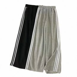 Mexzt S-4XL Pantalones de chándal a rayas Mujeres Streetwear Pantalones de pierna ancha de gran tamaño Harajuku Baggy Joggers Korean Fi Pantalones casuales H6tb #