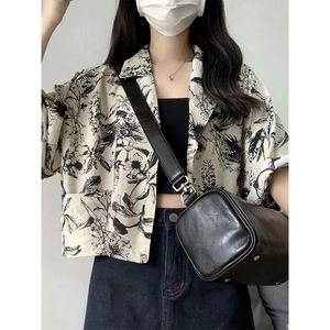 MEXZT Vintage chemises florales femmes imprimer à manches courtes Blouses d'été Streetwear Harajuku coréen lâche décontracté tous les hauts assortis 240328