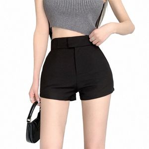 mexzt Y2k Shorts noirs femmes Streetwear élégant blanc jambe large costume Shorts Sexy Club taille haute une ligne mince chaud pantalon court nouveau M34O #