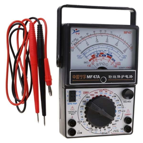 Multimètre numérique multifonctionnel Portable MF47, tension AC DC, courant OHM, détecteur de résistance de batterie avec fils de Test