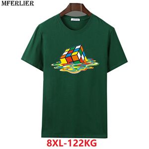 MFERLIER verano hombres camisetas de manga corta 6XL talla grande grande 7XL 8XL algodón grande geometría camiseta Hipster azul marino gris