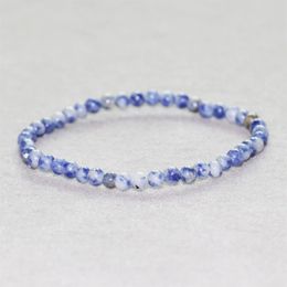 MG0011 Pulsera de sodalita azul natural entera 4 mm Mini pulsera de piedras preciosas Moda Energía Felicidad Prosperidad Jewelry283o