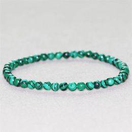 MG0018 Bracelet Malachite entière 4 mm Mini bijoux en pierres précieuses femmes Yoga Mala Protection énergétique Bracelet d'équilibre 264S