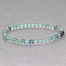 MG0033 Wholesale Rainbow Fluorite Bracelet 4 mm Mini Gemstone Bracelet Women`s Natural Crystals Energy Balance Jewelry