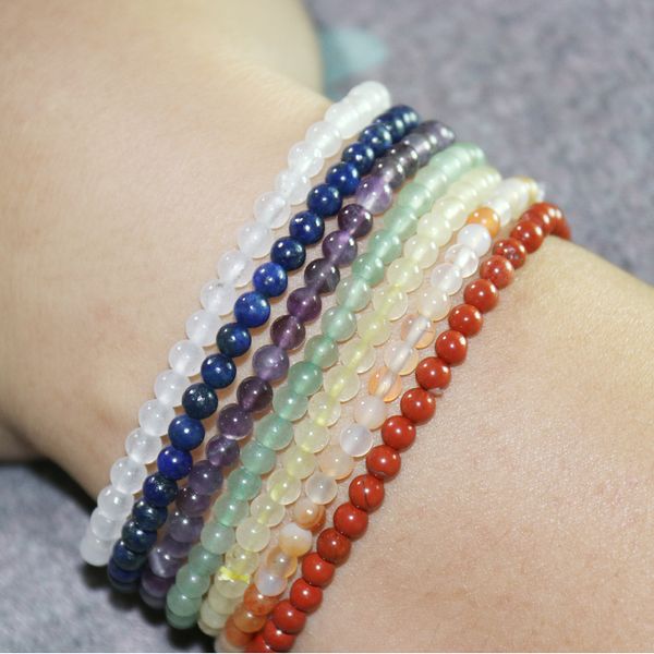 MG0047 vente en gros 7 Chakra Yoga Mala perles Bracelet nouveau Design pierre naturelle énergie bijoux 4 mm Mini pierres précieuses Bracelet ensemble