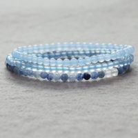 MG0065 Bracelet Célestine naturel pour femme Blue Aventurine Mala Perles Bijoux 4 mm Mini Mini Gemstone Bracelet Ensemble