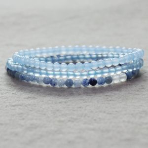 MG0065 Pulsera de celestina natural para mujer Aventurina azul Mala Beads Jewelry 4 mm Mini conjunto de pulsera de piedras preciosas
