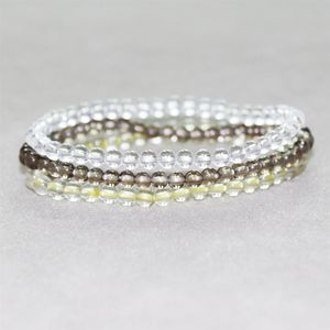 MG0067 Bracelet en cristal jaune naturel entièrement naturel Bijoux de quartz transparent fumé 4 mm mini bracelet de pierre précieuse SET210T