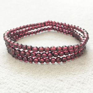 MG0072 Venta al por mayor, pulsera de granate Natural de grado AA para mujer, nuevo diseño, joyería de cuentas Mala, Mini conjunto de pulsera de piedras preciosas de 4 mm