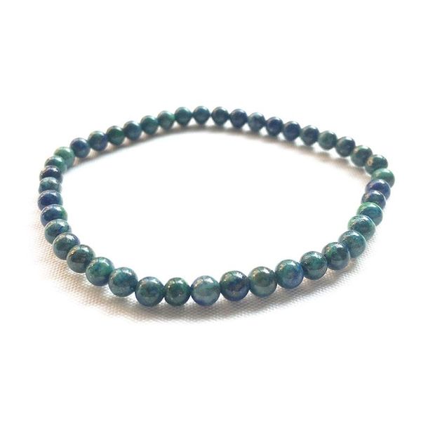 MG0115 Pulsera de azurita natural entera 4 mm Mini pulsera de piedras preciosas Energía para mujer Yoga Mala Joyería Cuentas de equilibrio espiritual 298R