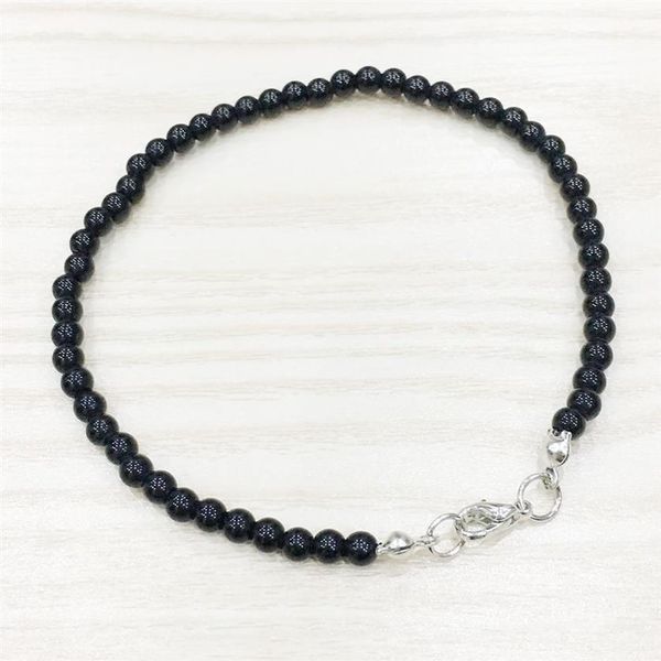 MG0138 Black Onyx Black ONYX HANDAMDE Perles de mala en pierre naturelle 4 mm