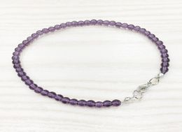 MG0141 bracelet de cheville en améthyste naturelle entière fait à la main en cristal violet Mala perle bracelet de cheville 4 mm Mini bijoux en pierres précieuses 4516835