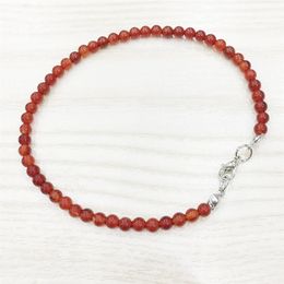 MG0146 bracelet de cheville en cornaline naturelle entière fait à la main en Agate rouge pour femmes perles Mala bracelet de cheville 4 mm Mini bijoux en pierres précieuses 181V