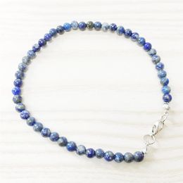 MG0148 bracelet de cheville Lapis Lazuli naturel entier pierre faite à la main perles Mala bracelet de cheville 4 mm Mini pierres précieuses bijoux 237t