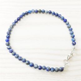 MG0148 bracelet de cheville Lapis Lazuli naturel entier pierre faite à la main perles Mala bracelet de cheville 4 mm Mini bijoux en pierres précieuses 297s