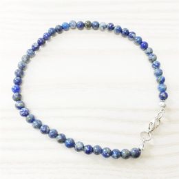 MG0148 Hele Ntural Lapis Lazuli Anklet Handamde Stone vrouwen Mala Beads Anklet 4 mm Mini Edelsteen Jewelry2641