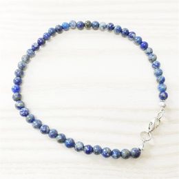 MG0148 bracelet de cheville Lapis Lazuli naturel entier pierre faite à la main perles Mala bracelet de cheville 4 mm Mini bijoux en pierres précieuses 239G