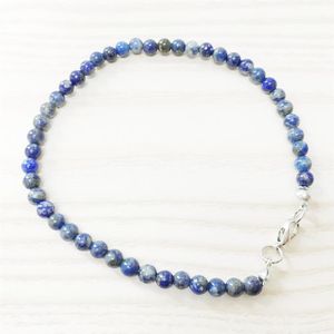 MG0148 Whole Ntural Lapis Lazuli Tobillera Handamde Stone Mujeres Mala Beads Tobillera 4 mm Mini Gemstone Jewelry198E