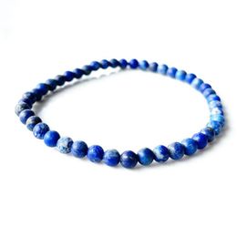 MG0153 Nieuwe Ontwerp Natuurlijke Matte Lapis Lazuli Armband 4mm Stenen Kralen Armband Mini Edelsteen Energie Jewelry3000