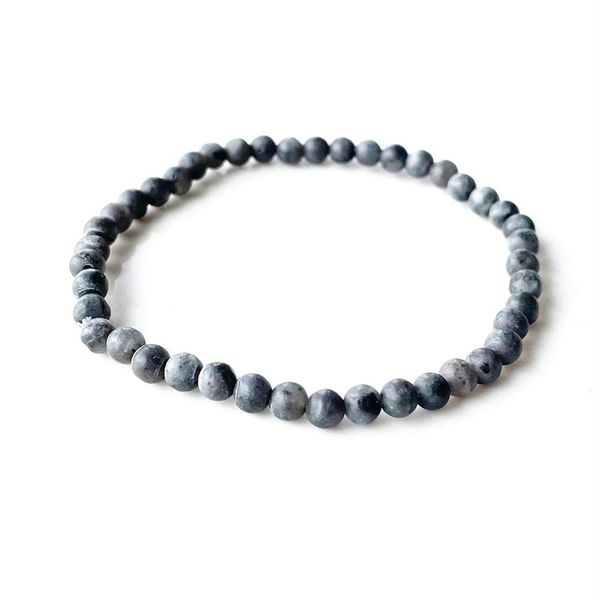 MG0157 Nuevo diseño Pulsera de larvikita gris mate Pulsera de cuentas de piedra de 4 mm Mini joyería energética de piedras preciosas 270n