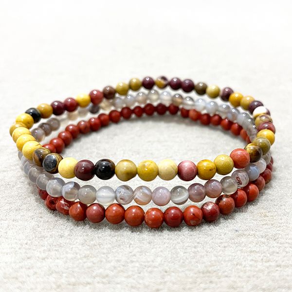 MG0160 Strand AAA Grade Botswana Agate Mala Perles Bracelet Femmes Jaspe Rouge Mookaite Jasper Bijoux 4 mm Mini Bracelets De Pierres Précieuses Ensemble