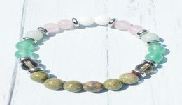 MG0399 Nouveau Design Unakite Jasper Bracelet pour femmes pierre de lune naturelle Rose Quartz Bracelet équilibre négatif énergie bijoux 9628704
