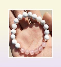 MG0434 Bracelet de hurlement naturel de conception simple pour les femmes Bracelet de quartz rose 8 mm