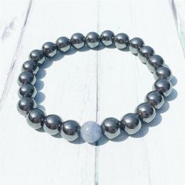 MG0443 Bracelet en hématite pour hommes, nouveau Design, Aventurine bleue, Bracelet énergétique de Yoga, hématite naturelle, puissant Yogi Balance, 200j