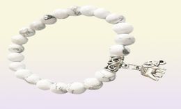 MG0467 8 mm Howlite Negatieve energiebescherming Pols Mala Bracelet Elephant Charm Chakra Bracelet Energetic Field Jewelry45671129403223