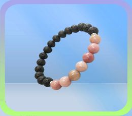 MG0490 8 mm Rhodonite Lava Stone Stack Pols Mala Bracelet Energie Bracelet voor vrouwen Emotionele balans Sieraden258T1155629