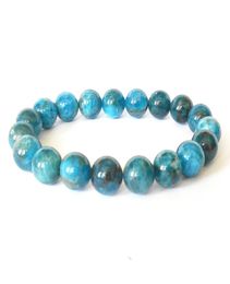 MG0515 Sur 10 mm Bracelet empilable en apatite bleue Bracelet de pierres précieuses de haute qualité Bracelet de bien-être émotionnel de protection pour hommes 3742020