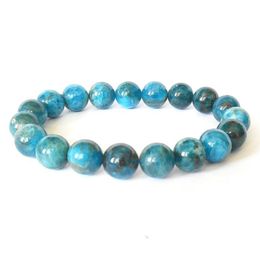 MG0515 sur 10 mm Bracelet empilable en apatite bleue Bracelet de pierres précieuses de haute qualité Bracelet de bien-être émotionnel de protection pour hommes 288D